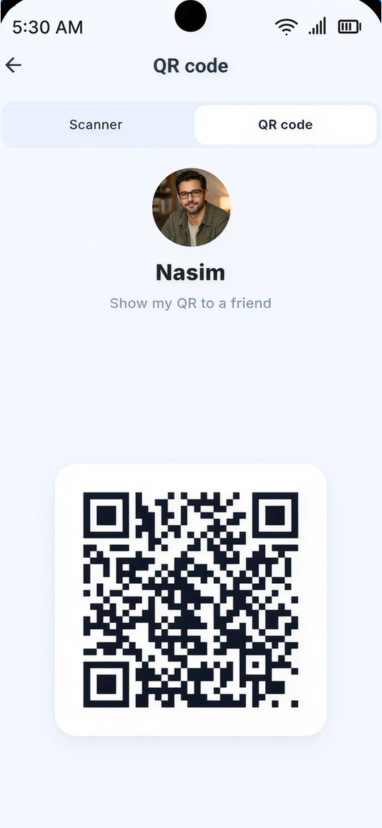 Aegis QR code screen for adding a friend.